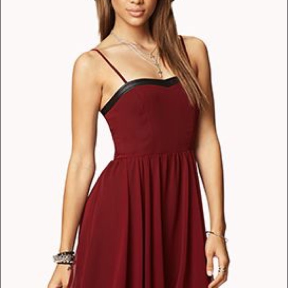 Forever 21 Dresses & Skirts - Flowy Leather Trim Dress